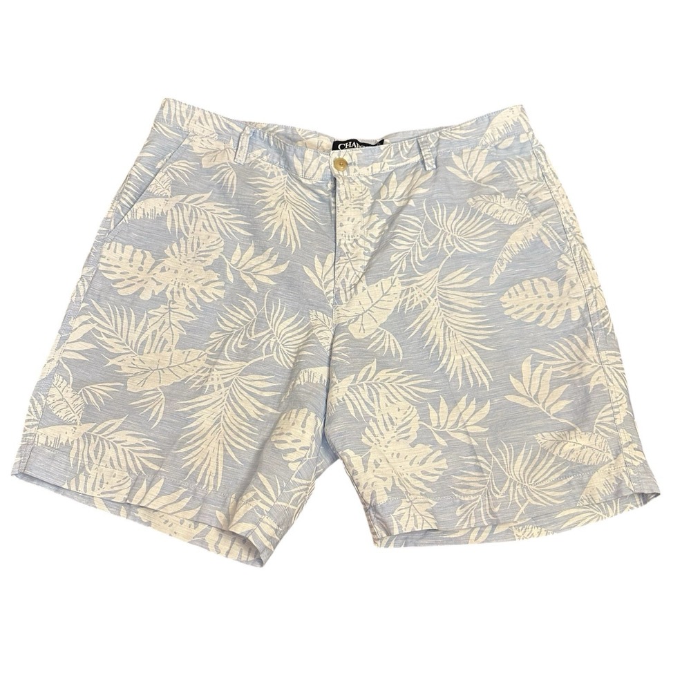 Men's Chaps Shorts, Blue/White 100% Linen Tropical Hawaiian Size 38,